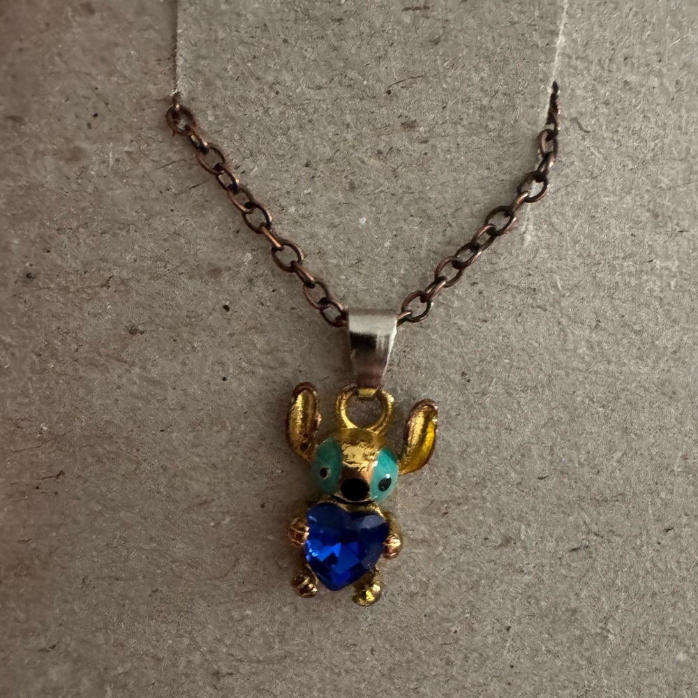 Disney’s Stitch Pendant Necklace with Blue Heart